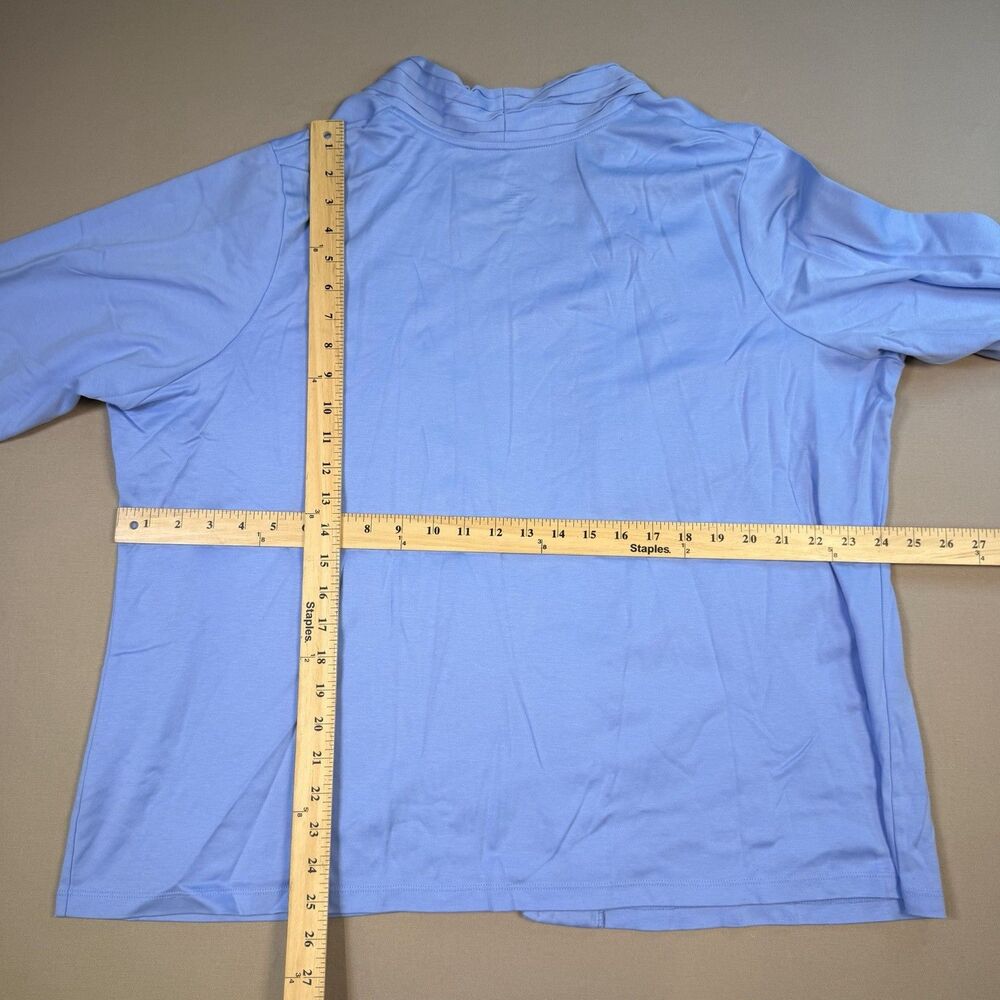 LL Bean Blue Supima Cotton Modal Open Front Roll Tab Cardigan 3X Athleisure - Picture 7 of 7